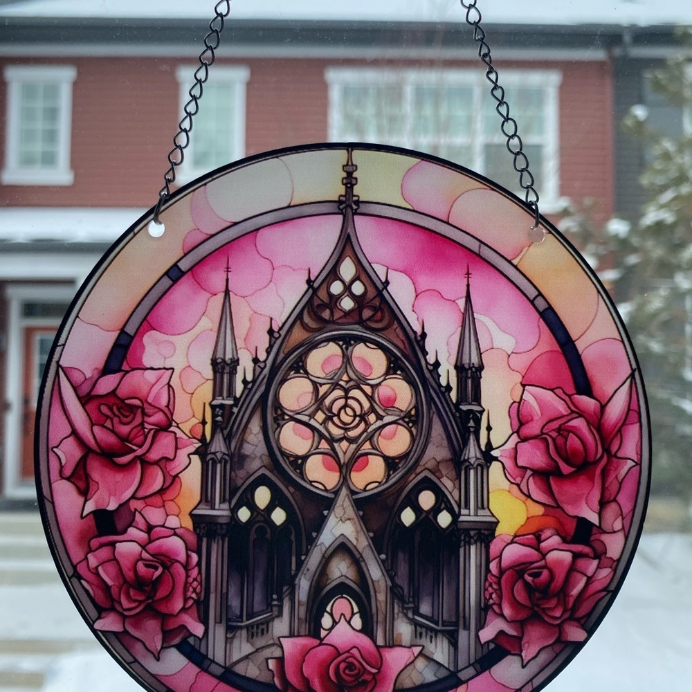 🌼2 for $25🌼 Romantic Cathedral. 6 inch acrylic hanging window decor suncatcher - Picture 3 of 4